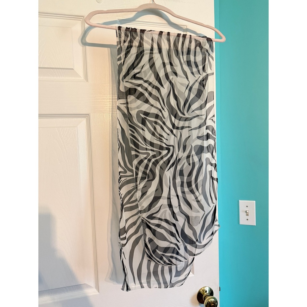 Unbranded Zebra Print Sheer Scarf Black White Animal Print Rectangular Wrap